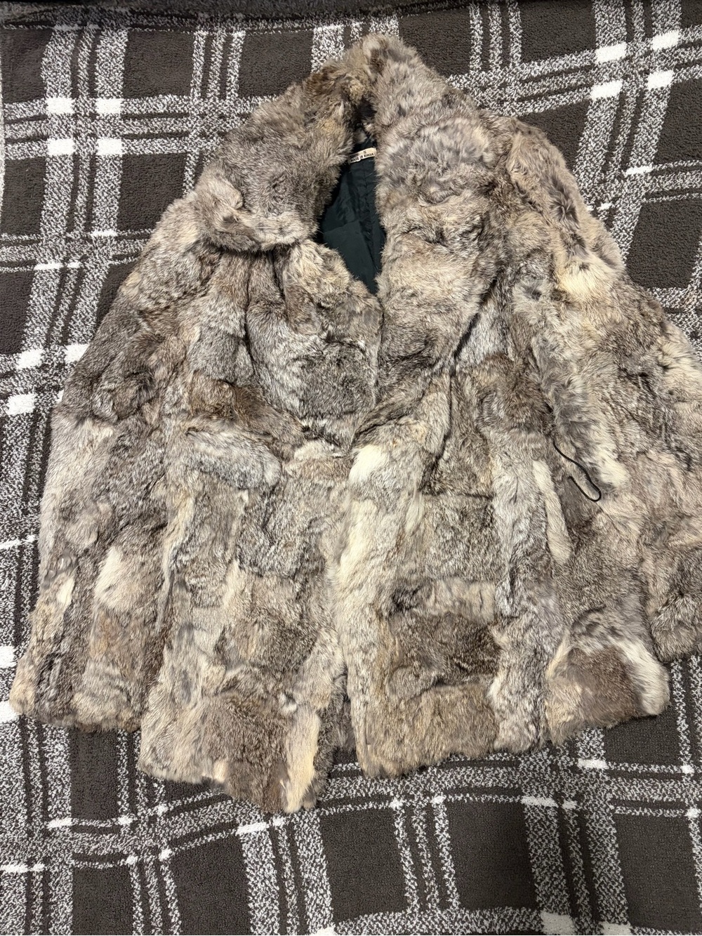 Plush Multi-Tone Faux Fur Jacket - Taupe Mix 100% Rabbit Fur
